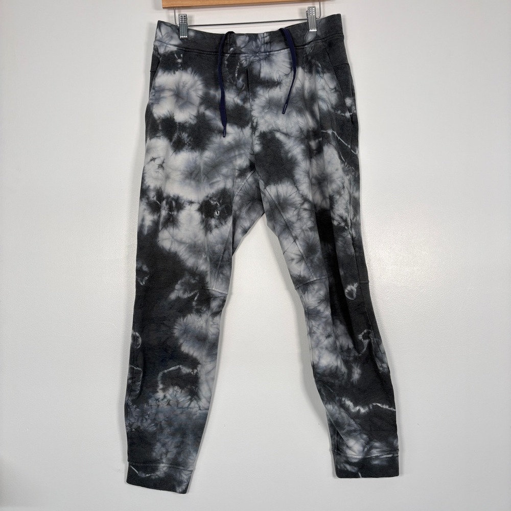 Lululemon Mens City Sweat Jogger Size L Black White Tie Dye French Terry Pants